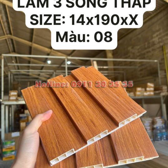 Lam 3 Sóng Thấp Nhựa Giả Gỗ| Màu 08