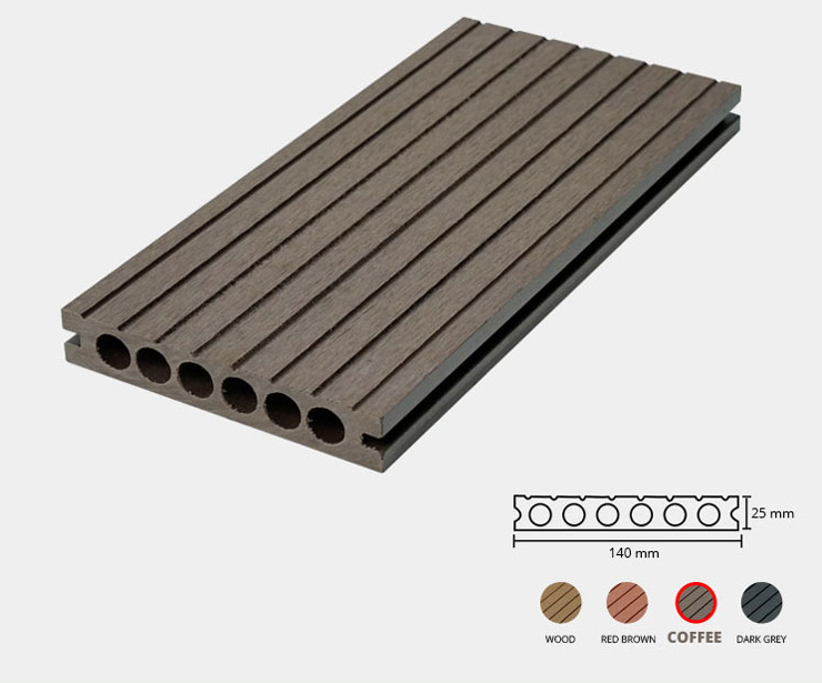 Sàn Gỗ Nhựa Ngoài Trời 140x25-6R Coffee