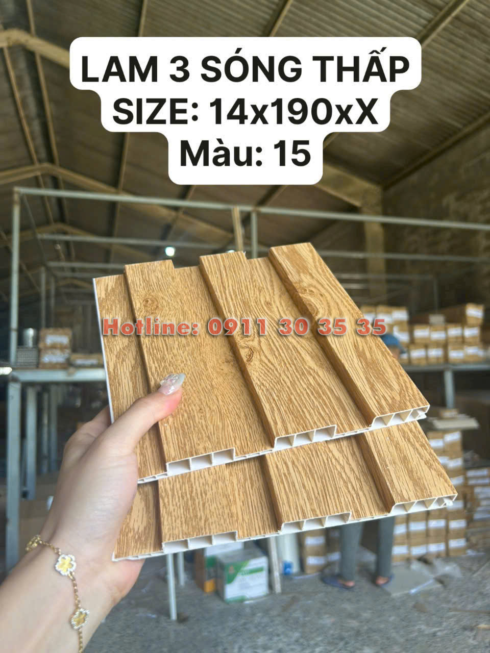 Lam 3 Sóng Thấp Nhựa Giả Gỗ| Màu 15