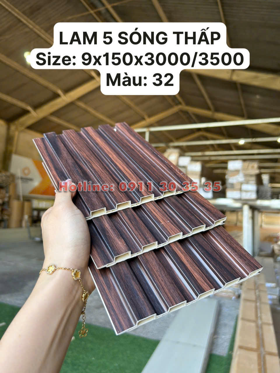 Lam 5 Sóng Thấp Nhựa Giả Gỗ| Màu 32