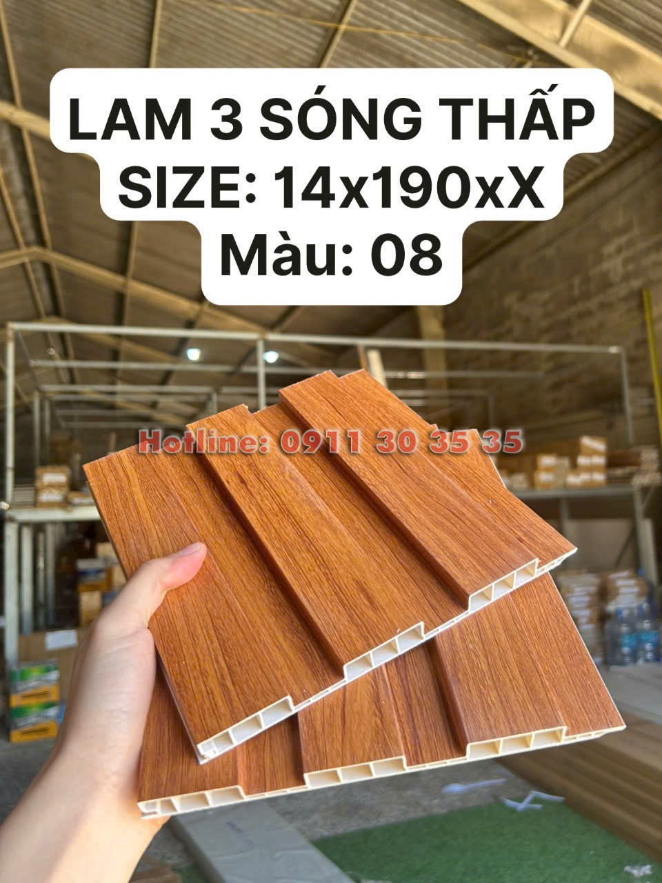 Lam 3 Sóng Thấp Nhựa Giả Gỗ| Màu 08
