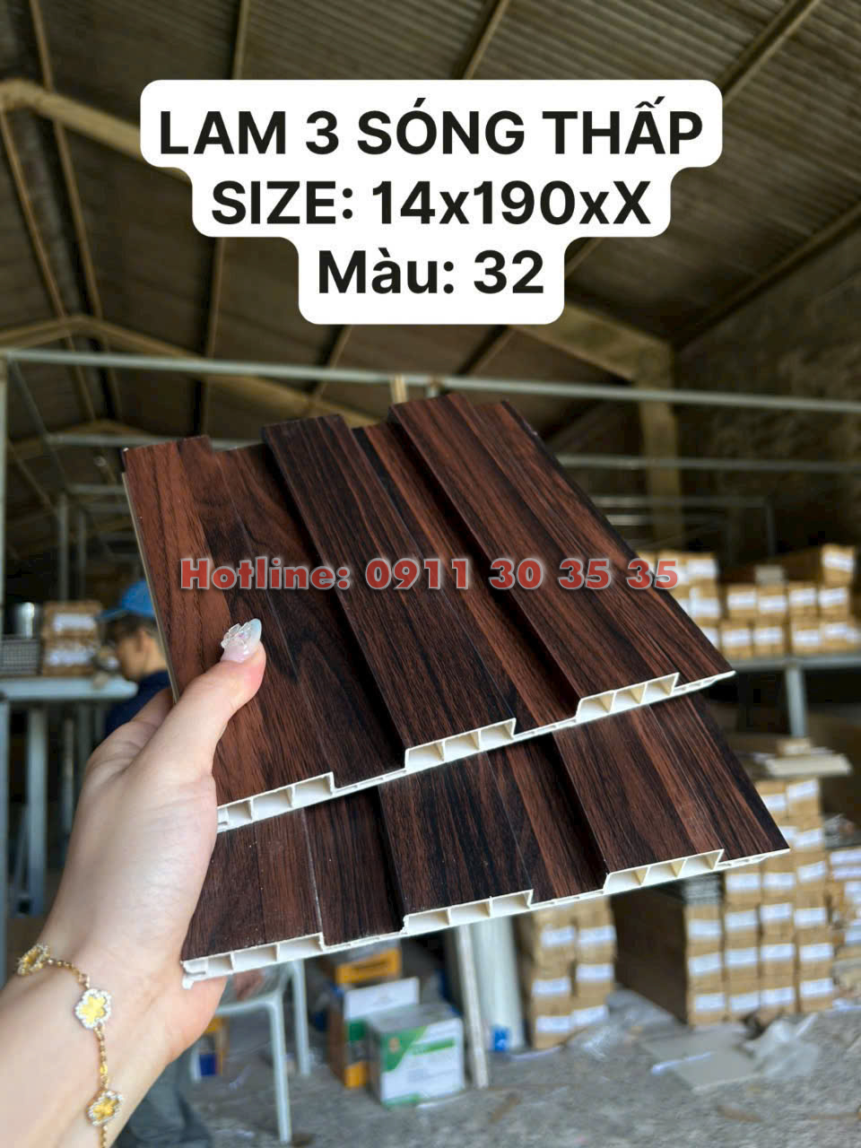Lam 3 Sóng Thấp Nhựa Giả Gỗ| Màu 32