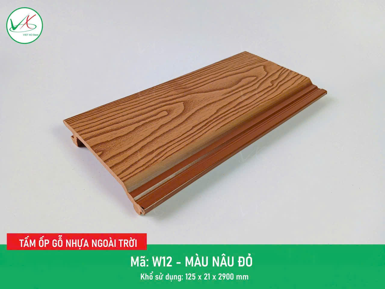Tấm ốp nhựa ngoài trời | W12 Nâu Đỏ