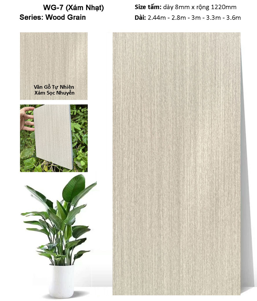 Tấm ốp than tre WG-07 (xám nhạt) vân gỗ